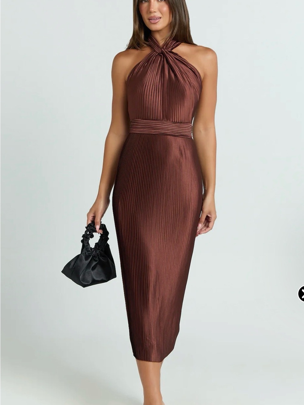 Showpo Chocolate Brown Halter Midi Dress - Picture 3 of 6